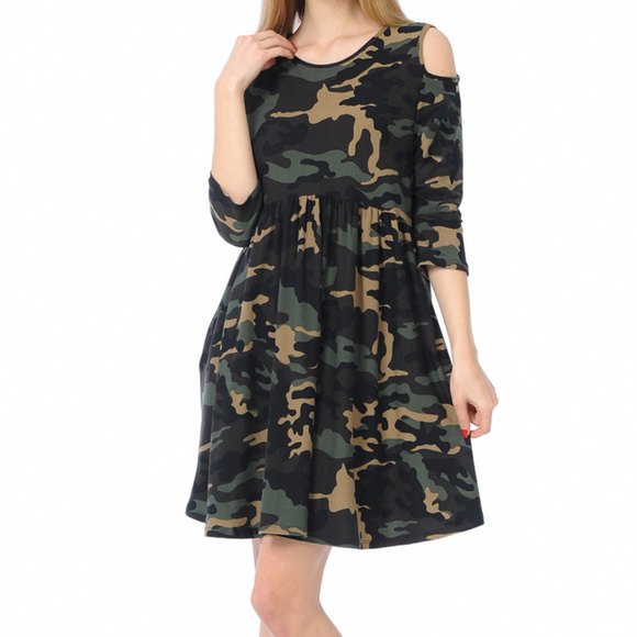 Cold Shoulder Baby Doll Dress - Picture 2 of 5